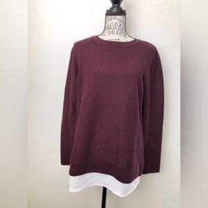 Hilary Radley Burgundy Crew Neck Sweater
